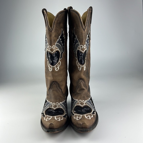 Corral Rustic Heart Wings Boots Sz:8M - Picture 2 of 11